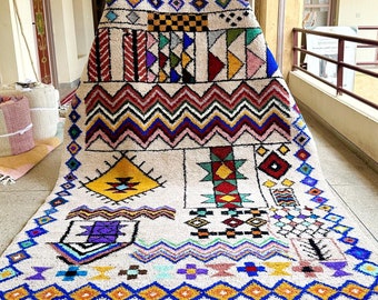 MOROCCAN RUG, Decorative Beni Ourain Rug, Authentic Berber Carpet, Multicolor Area Rug, Soft Wool Floor Covering, Large Handmade Rug.