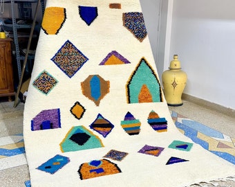 Beni Ourain Rug, Moroccan Handmade Rug, Vibrant Wool Rug, 8x5FT Moroccan Rug, Azilal Berber Rug, Funky Bohemian Rug