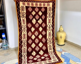 Blue Moroccan Rug for Living Room - 6.7x3.7 FT Handmade Wool Beni Ourain Carpet | Bohemian Blue Berber Area Rug