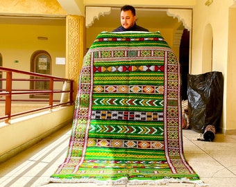 Moroccan Rug Sabra Handmade Boujaad Rug Atlas Carpet green kilim Rug Bohemian Boujaad Rug Moroccan Berber Carpet Bohemian Rug