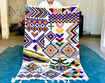 Colorful Moroccan Rug, 6x4FT Fabulous Boujad Rug, Abstract Multicolored Carpet, Handmade Moroccan Rug, Bohemian rug