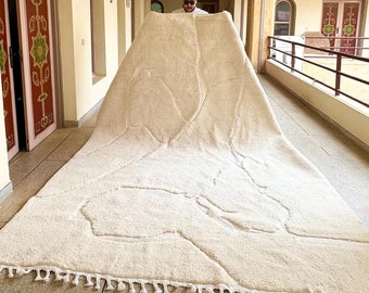 Abstract Moroccan rug - Handmade Berber rug - wool area rug - White rug - Boho shag rug - Living room rug - Beni ourain rug