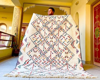 BENI OURAIN RUG, Geometric Moroccan Rug, Artisan Made Wool Rug, Beautifully Crafted Area Rug, colorful Berber Carpet, Modern Interiors