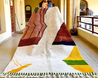 MOROCCAN RUG, Colorful Abstract Beni Ourain Rug, Area Boho Handmade Rug, Custom Handwoven Wool Rug for Bohemian Home Decor