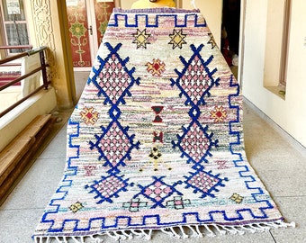 Unique HANDMADE MRIRT RUG, Moroccan High Quality Wool Rug, Hand-Woven Custom Blue Rug, Stylish Moroccan Berber Rug, Multicolored Area Rug