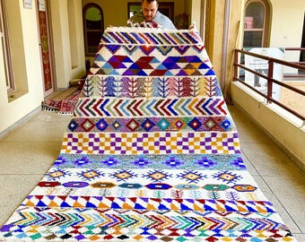 Multicolor Moroccan Rug – 6x10 Hand-Knotted Beni Ourain Wool Carpet – Large Geometric Berber Area Rug for Boho & Eclectic Decor