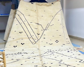 Chic Morrocan Rug, 10x6.7FT Berber Azilal Rug, Black and White Morocco Rug, Handmade Rug, New Design Rug, All Wool Rug, Moroccan Area Rug