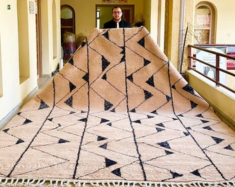 Brown Moroccan Handmade rug, Beni ourain style Morocco wool Berber Rug, modern rug, Hand woven rug, Azilal Berber style - Boho style carpet