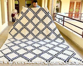 SOFT Moroccan Rug, Beni Ourain rug, Black And White Rug, Handmade Rug, Custom Moroccan rug, Berber Rug, Handwoven Wool Rug, Living Room Rug