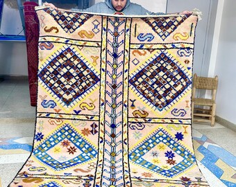 Blush Moroccan Handmade Beni Ourain Rug - Luxurious 7.6x5.5 FT Wool Carpet, Artisan-Crafted for Elegant Home Decor, MoroccanHandsART