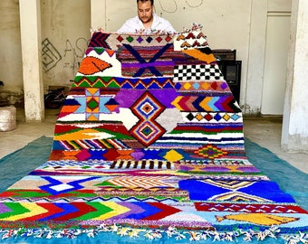 Luxury Moroccan Rug 10 Ft x 6.7 Ft, Pink Moroccan Rug, Handmade Rug, Morocco Wool Rug, New Beni Ourain Rug 10x6, Design for Home Decor