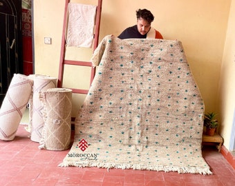 MOROCCAN HANDMADE RUG - Polka Dot Sheep Wool Rug - Gray and Blue Rug - Berber Moroccan Rug - Moroccan Rug - Dotted Beni Ourain Rug