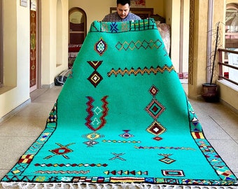 CUSTOM BENI OURAIN Rug, Moroccan Carpet, Handmade Berber Rug, Blue Rug, Abstract Rug, Sheep Wool Rug, Handwoven Area Rug.