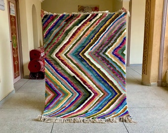 PRETTY BENIOURAIN RUG, Moroccan Handmade Rug, Colorful Rug, Striped Rug, Berber Rug, Boujaad Rug, Handwoven Rug, Area Rug, Wool Rug.