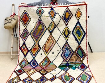 Authentic Beni Ourain Multicolor 8.2x5.8 Rug | Moroccan Handmade Bohemian Wool Berber Carpet