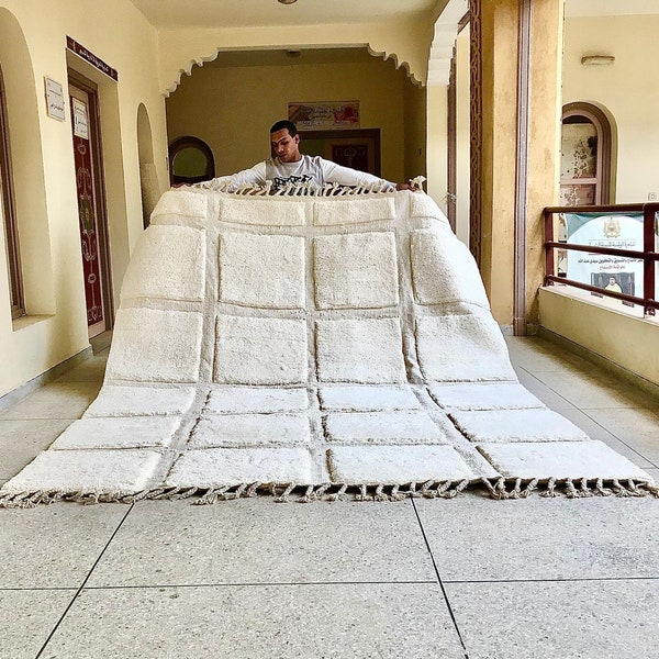 White Checkered Moroccan rug , Moroccan custom rug, Checkerboard rug, Moroccan area rug, Moroccan white wool rug, checker rug, berber rug