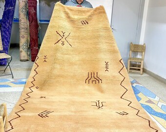 MOROCCAN RUG, 9.1x5FT Beni Ourain Rug, Artisan Made Wool Rug, Brown Shag Rug, Handmade Berber Carpet, One of a kind Area Rug.