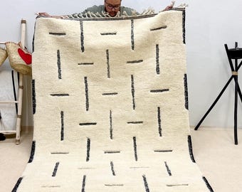 Custom Moroccan Rug - Moroccan rug - Beni ourain rug - All wool rug - handcrafted Bohemian rug - Berber rug - Handmade rug - Living room rug