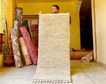 STUNNING BENI OURAIN Rug, Moroccan Handmade Rug, Gray And White Rug, Wool Rug, Tufted Rug, Striped Rug, Berber Rug, Handwoven Wool Rug