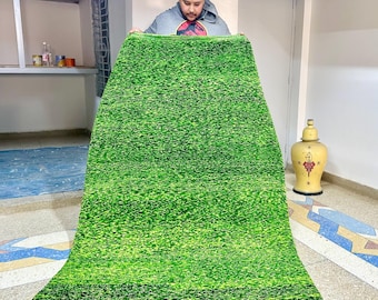 Green Moroccan rug6.8x4.6FT Handmade Berber Rug beni ourain rug Moroccan area rug wool rug - floor rug Moroccan Berber rug -Living Room Rug