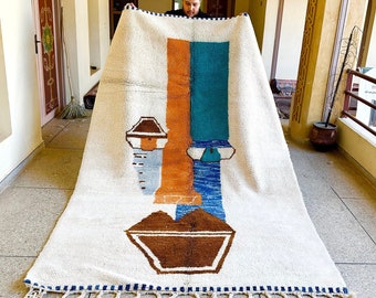 Artistic Moroccan Rug - Handmade Berber Wool Carpet - Beni ourain Sheep Wool rug - Custom Boujaad Moroccan Rug - Modern Boho Area Rug