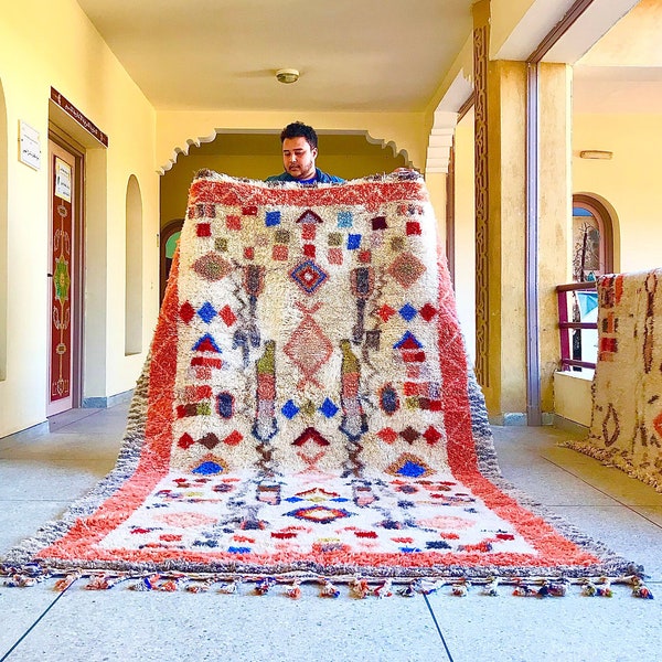 Impresionante alfombra marroquí - Alfombra Beni ouraine - Alfombra bereber de lana - alfombra boujaad - Alfombra personalizada - Alfombra hecha a mano - Alfombra de área marroquí