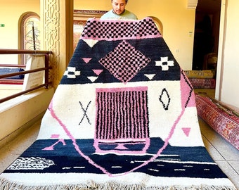 Authentic Moroccan Rug, Beni Ourain Rug, Custom Beni Ourain Rug, Large Moroccan Rug, Custom Rug, Pink Rug, Handmade wool Rug, Berber Carpet