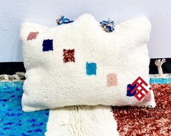 Custom Moroccan Pillow, Vintage Pillow, Lumbar Pillow, Bohemian Pillow, Sequins Cushion, White Pillow, Throw Pillow