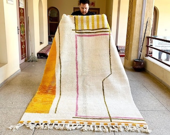 Yellow Beni ourain rug, Authentic Moroccan rug, Berber carpet, Genuine Wool rug, Handmade rug, Beni ourain style, Area rug, Tapis berbere,