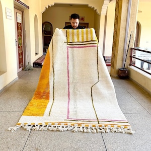 Exquisite Moroccan Rug, Custom Size Area Rug, White Beni Ourain Rug, Handmade Wool Rug, Abstract Berber Rug, Decorative Design.