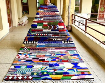 Colorful beni ourain rug , moroccan rug , Colorful Morrocan Shag Rug , Hand Knotted Wool Berber Carpet for living room Decor. 6.4x10.1ft