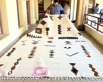 BENI OURAIN RUG, Authentic Moroccan Rug, Handwoven Berber Carpet, Custom Artisan Abstract Design, Black and White Area Rug, Organic Wool Rug