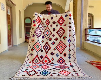Azilal Moroccan Rug – Geometric Beni Ourain Rug – Abstract Area Wool Rug – Handwoven Custom Bohemian Rug by MoroccanHandsART