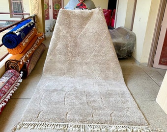 MOROCCAN HANDMADE CARPET, Moroccan Rug, Brown and White Beni Ourain Rug, Custom Rug, Berber Rug , Sheep Wool Rug, Handwoven Abstract Rug.