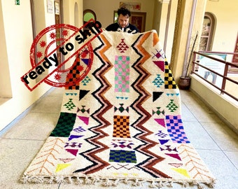 STUNNING BENIOURAIN RUG, Handmade Rug, 9x6Moroccan Rug, Colorful Rug, Berber Rug, Abstract Rug, Handwoven Rug, Area Rug,wool Rug,Boujaad rug