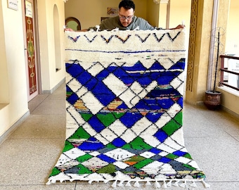 UNIQUE BENI OURAIN Rug - 6x4ft Moroccan rug - Handmade rug - Beni ourain rug- Patchwork rug- Handwoven Rug- Morocco rug- Moroccan Berber rug