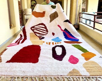 PRETTY MOROCCAN RUG, Handmade Beni Ourain Rug, Boho off white Rug, Custom Bohemian Rug, Berber Handwoven Wool Rug, Cozy Chic Area Rug