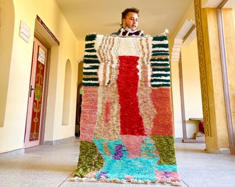 Artistic Boujaad Rug, Moroccan Handmade Rug, Azilal Rug, Abstract Rug, Colorful Boujad Rug, Berber Carpet, Bohemian Rug, Teppish Marokko.