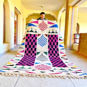 Checkered Moroccan rug , Moroccan custom rug, Checkerboard rug, Moroccan area rug, Moroccan white wool rug, checker rug, berber rug