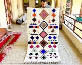 FANTASTIC BOHEMIAN CARPET, Moroccan Handmade Rug 6x3, Berber Rug, Beniourain Rug Colorful Rug Handwoven Sheep Wool Rug Abstract Rug Area Rug