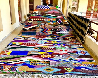 Funky Handmade BERBER RUG, 13x9 Multicolored Moroccan Area Carpet, Vibrant Handwoven Rug, Boho Tufted Wool Rug, Cozy Chic Beni Ourain Rug