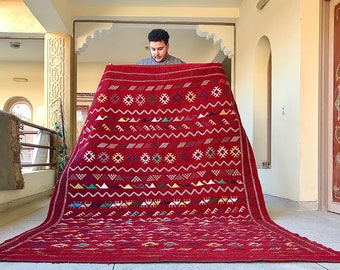 Moroccan Rug Sabra Handmade Boujaad Rug Atlas Carpet Red kilim Rug Bohemian Boujaad Rug Moroccan Berber Carpet Bohemian Rug 100%Wool
