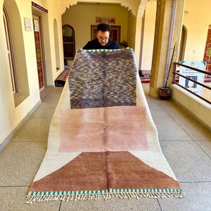 Beautiful Moroccan Rug, Custom Beni Ourain Rug, White & Pink Handwoven Berber Carpet, Abstract Sheep Wool Area Rug, Handmade Moroccan Decor