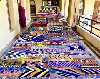 Fabulous Moroccan Rug, Beni Ourain Rug, Berber Carpet For Living Room, White And Blue Rug, Custom Morrocan Rug, Genuine Blue Wool Woven