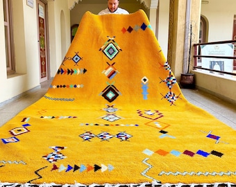 Moroccan yellow rug - Beni ourain rug - Berber wool rug - Custom size rug - Handmade rug - Moroccan area rug - yellow area rug