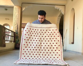 Flatweave Kilim, White Sabra Rug , small Light Rug, 4x3ft Moroccan Rug, Home Office Rug, Bohemain Rug, Beach House Rug, Off White Rug-70%off