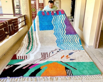 MOROCCAN ABSTRACT RUG, Custom beni ourain Carpet, Handmade Berber Rug, Minimalist Rug, Sheep Wool Rug, Handwoven Area Rug.