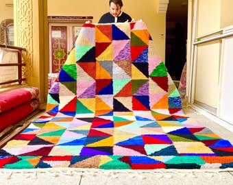 BLUSH MOROCCAN RUG, Artisan Made Berber Carpet, Colorful Wool Rug, Custom Size Beni Ourain Design, Chic Area Rug with Geometric Motifs.
