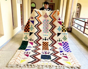Moroccan Beni Ourain rug, Abstract Handmade wool rug, Boho Home decor rug, Custom Sheep wool rug, Berber rug, New style rug