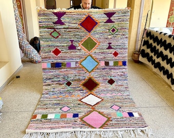 VIBRANT AREA CARPET, Moroccan Colorful Rug 8x5, Beniourain Multicolor Rug, Handwoven Sheep Wool Rug, Abstract Rug, Handmade Berber Rug